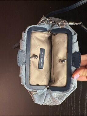 Michael Kors Navy and Light Blue Structured Mini Crossbody